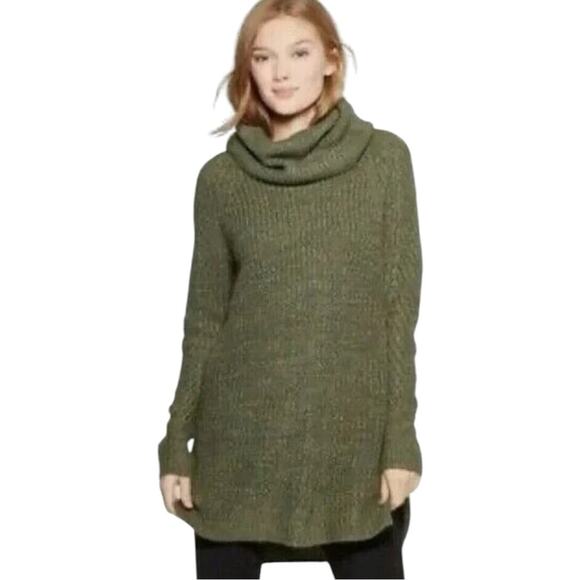 A New Day Target Sweater Tunic Turtleneck Chunky Knit Olive Green Women’s Size M - Picture 1 of 13